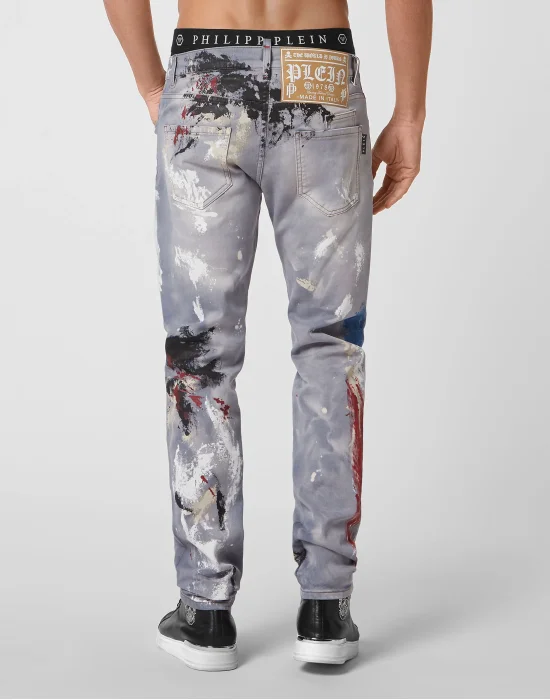 Denim Trousers Super Straight Cut Painted