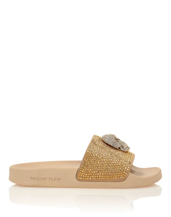 Sandals Flat Skull with Crystals