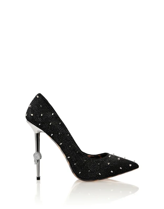 Skull Heel Crystal & Stud Pumps
