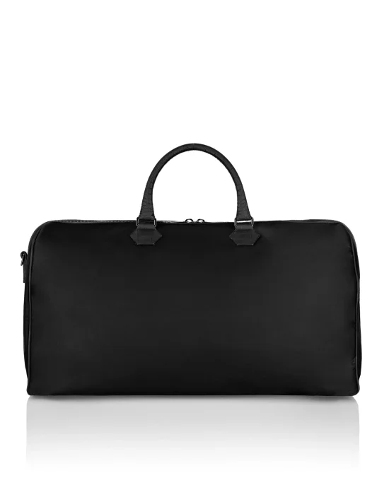 Nylon And Croco Effect Leather Handle Bag