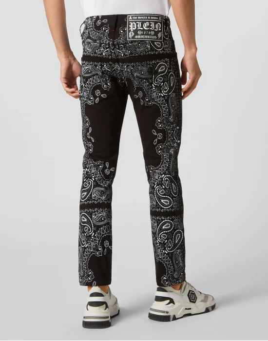 Denim Trousers Skinny Fit Paisley Bandana