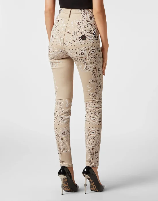 Denim Super High Waist Jegging Paisley Bandana