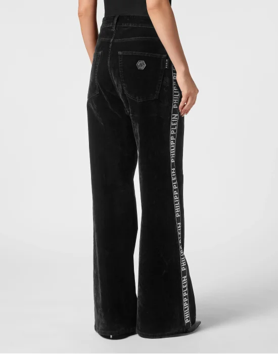 Denim Skater Fit Trousers Crystal Plein