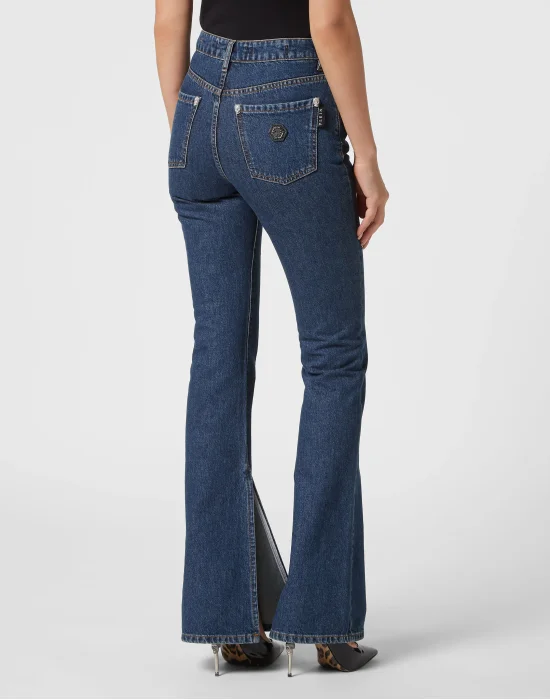 Crystal Skull Denim Flaire Fit Trousers