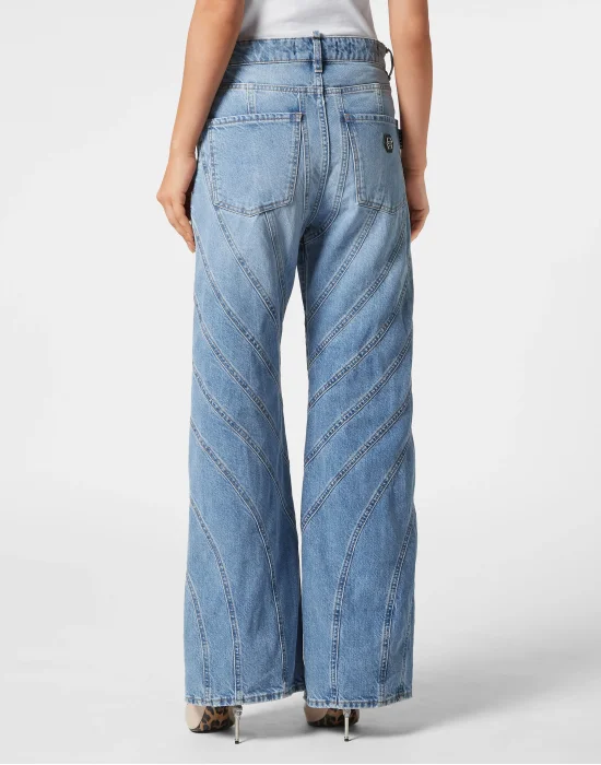 Denim Multicutting Skater Fit Trousers
