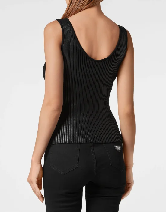 Coated Knit Long Top