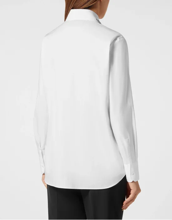 Popeline Regular Collar Strass Shirt