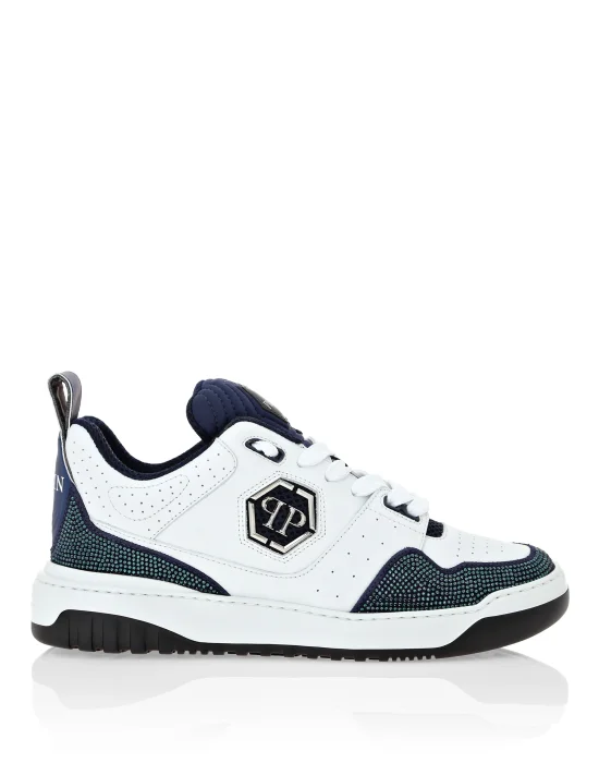 Mix Leather Lo-Top Sneakers Crystal