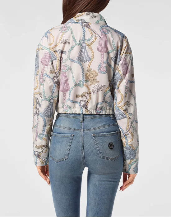 Nylon Cropped Windbreaker Tassels