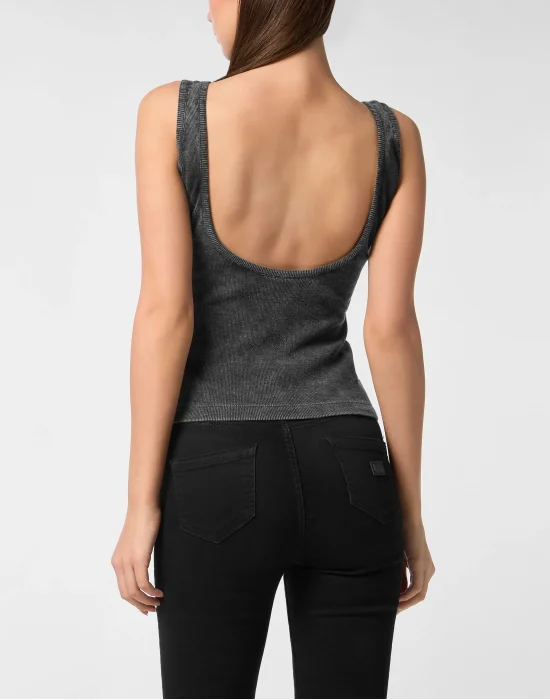 Rib Tank Top Stones Wash Hexagon