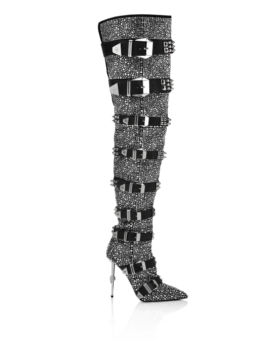 Suede bootie high heels Crystal