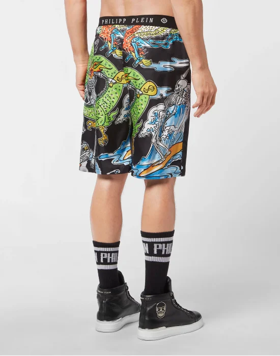 Silk Shorts Skeleton tattoo