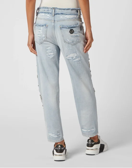 Denim Trousers Mom Fit Crystal