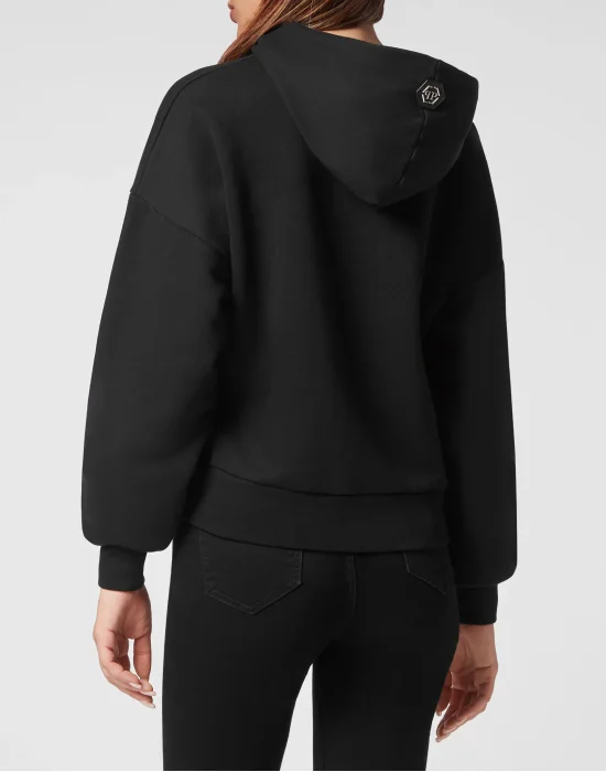 Cropped Hoodie Sweatshirt Man Fit Teddy Glass