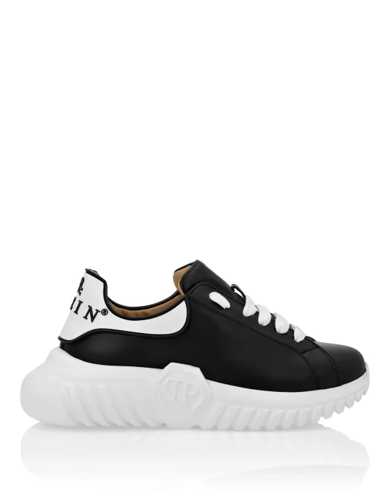 LEATHER LO-TOP SNEAKERS HEXAGON INSERT SOLE AND PLEIN