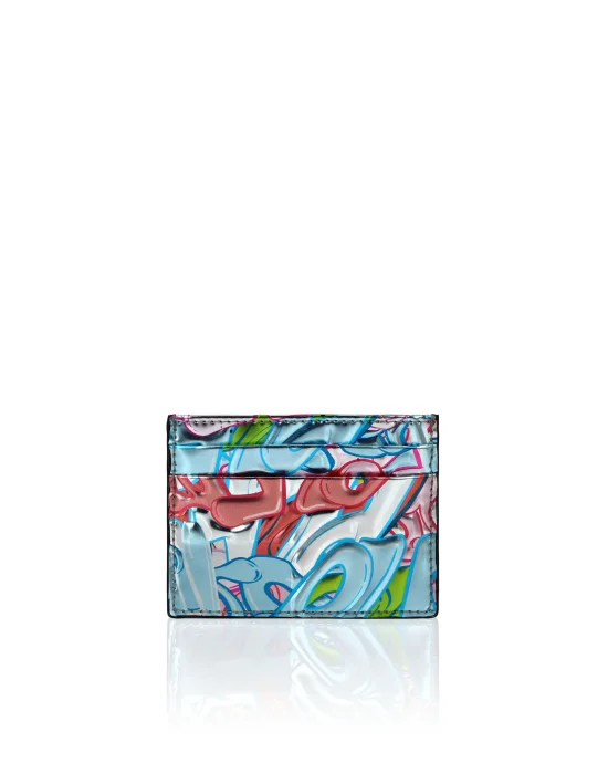 Mirror Leather Credit Cards Holder Bombing Graffiti