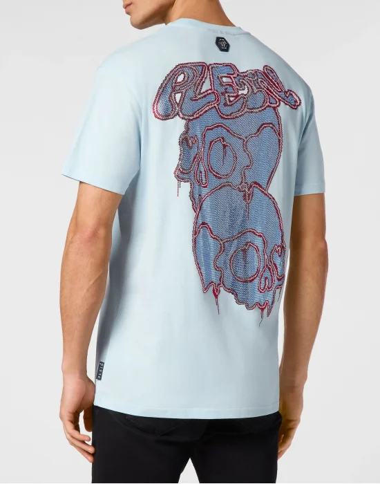 T-shirt Round Neck SS with crystals Dripping Skull