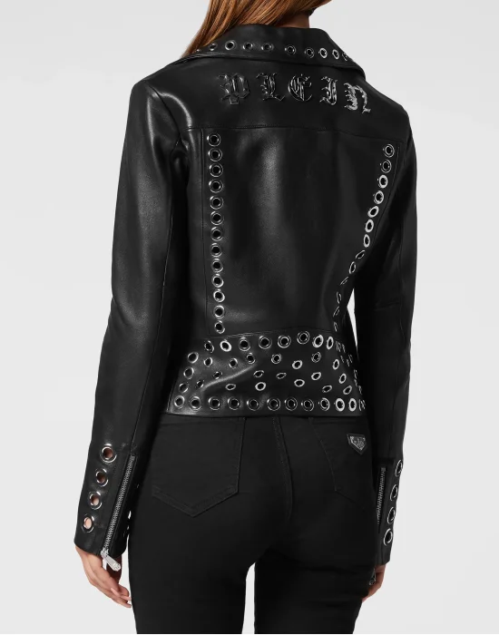 Boxy Biker Jacket Metal Rings