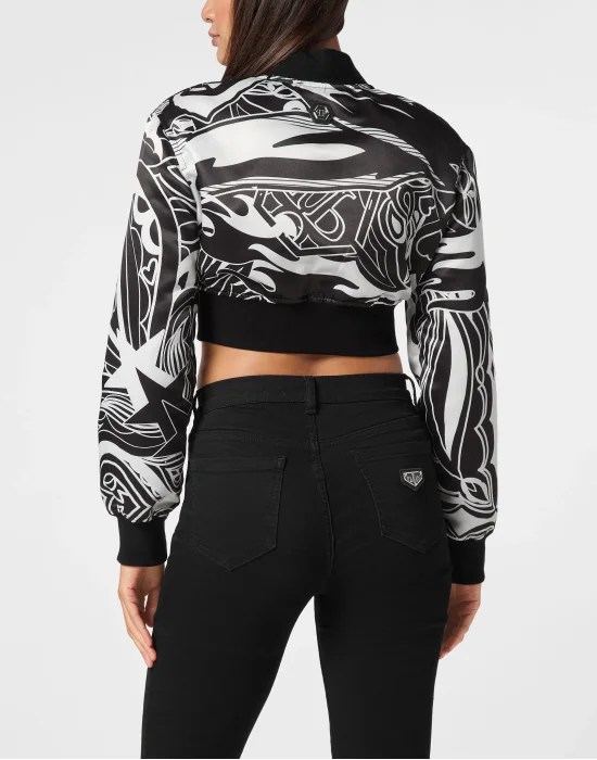 Satin Cropped Bomber
