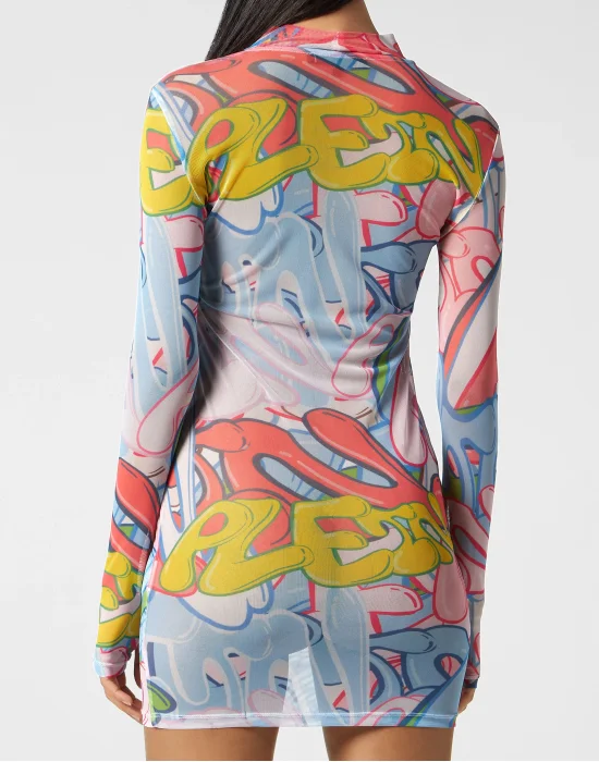 Tulle Mini Dress LS Bombing Graffiti