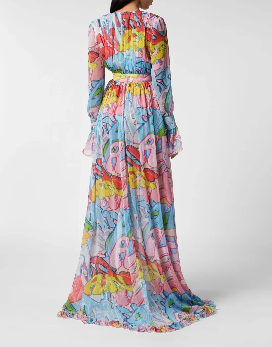 Chiffon Long Dress Bombing Graffiti