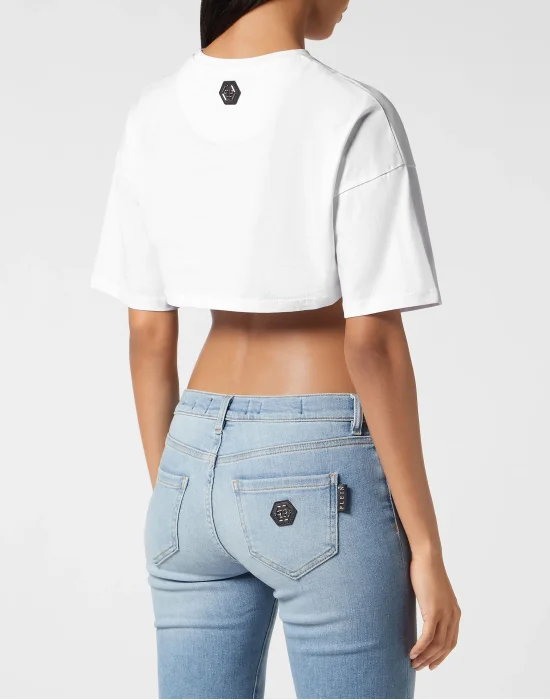 Cropped T-shirt with Crystals Philipp Plein TM