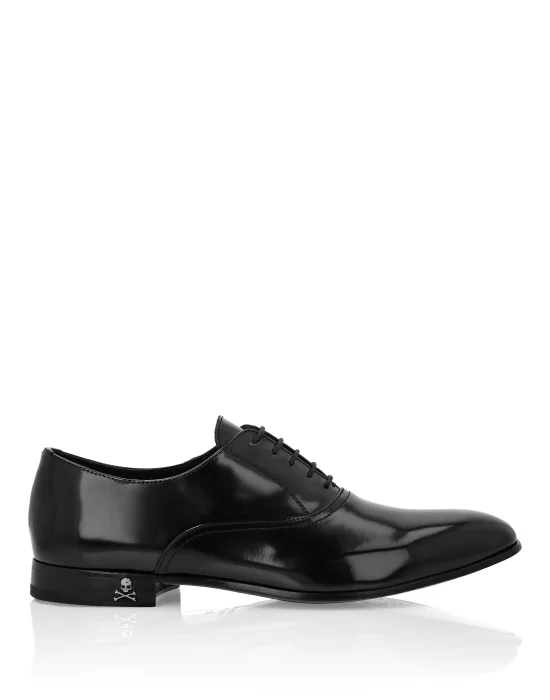 Leather Lace Up Shoes Skull&Bones