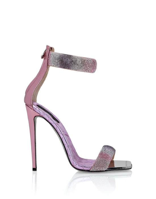 Mirror Leather Sandals Hi-Heels Crystal