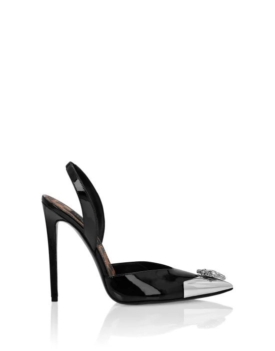 Patent Leather Sling-backPumps Brooches