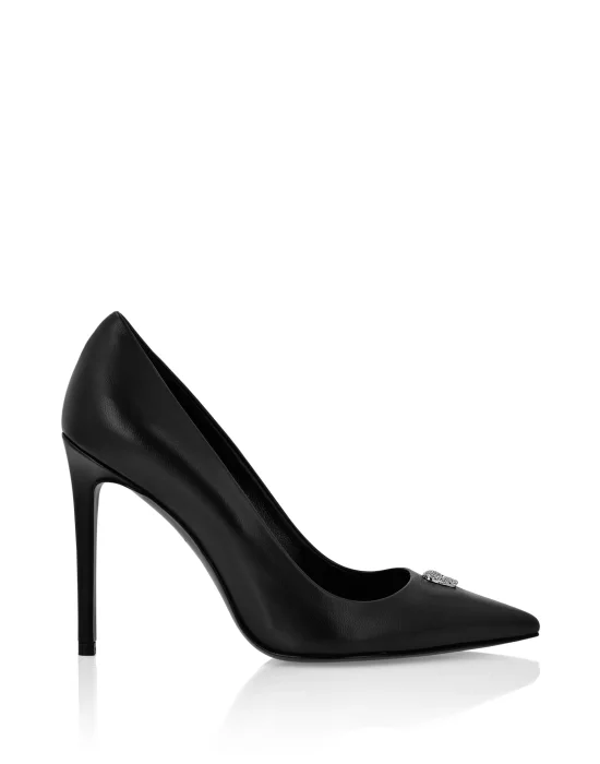 Nappa Leather Decollete Hi-Heels Skull strass
