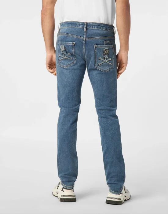 Denim Trousers Super Straight Cut Skulls