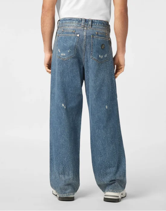 Denim Trousers Beach Boy Fit Strass