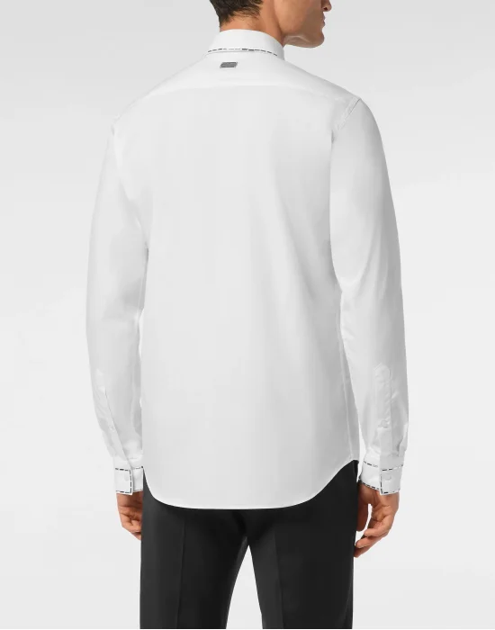Shirt Black Tie Cut LS Crystals