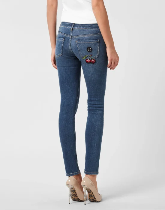 Denim Trousers Slim Fit Cherries