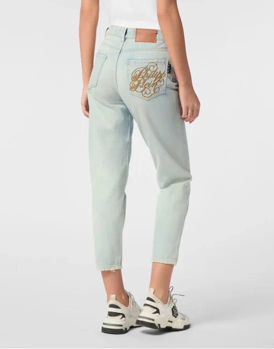 Denim Trousers Mom Fit Logo