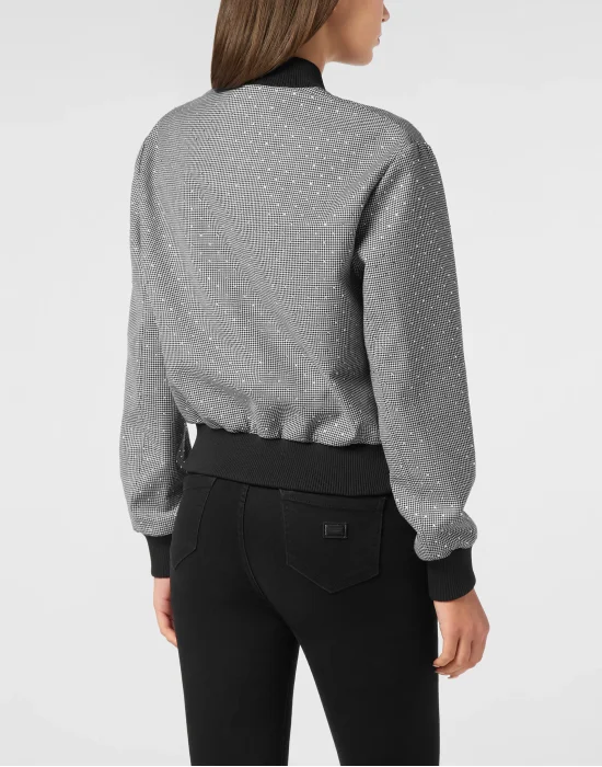 Cropped Bomber Pied de Poule