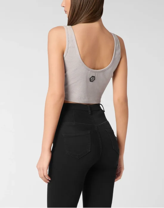 Jersey Rib Cropped Top Stones