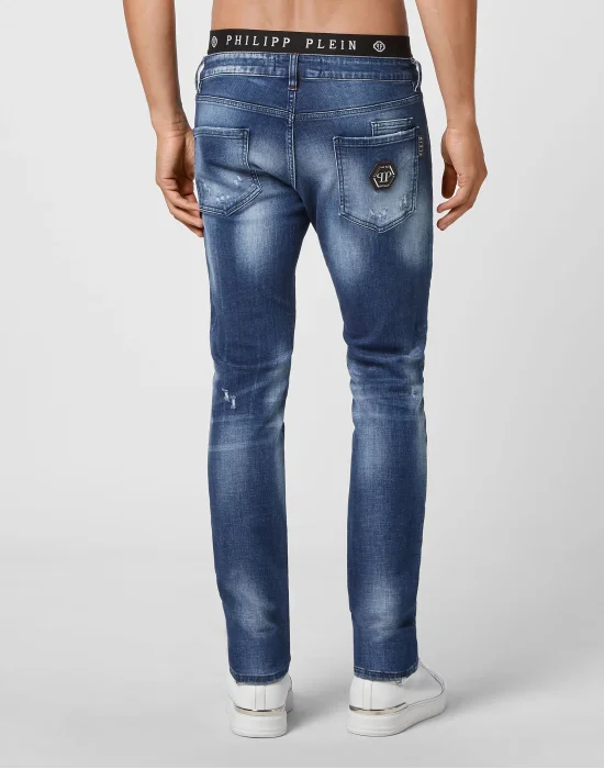 Denim Trousers Super Straight Cut Destroyed