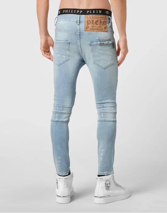 Denim Trousers Skinny Biker Fit Studs