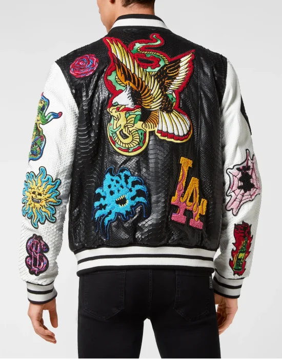 Python Leather College Bomber Tattoo Patches