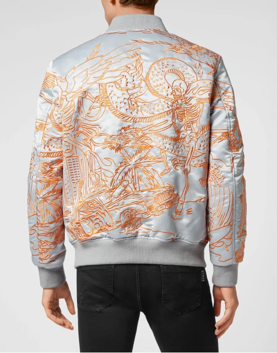 Satin Bomber Skeleton tattoo