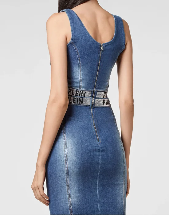 Denim Super Stretch Top Gothic Plein with Crystals