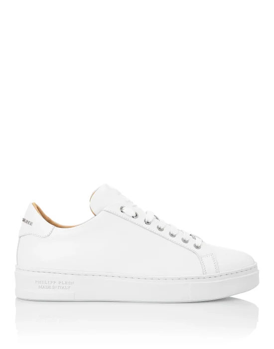 Leather Lo-Top Sneakers Skull and Plein