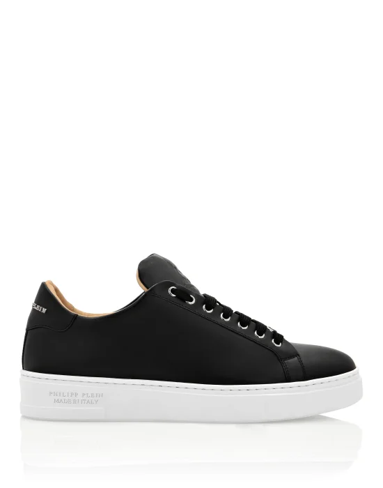 Leather Lo-Top Sneakers Skull and Plein