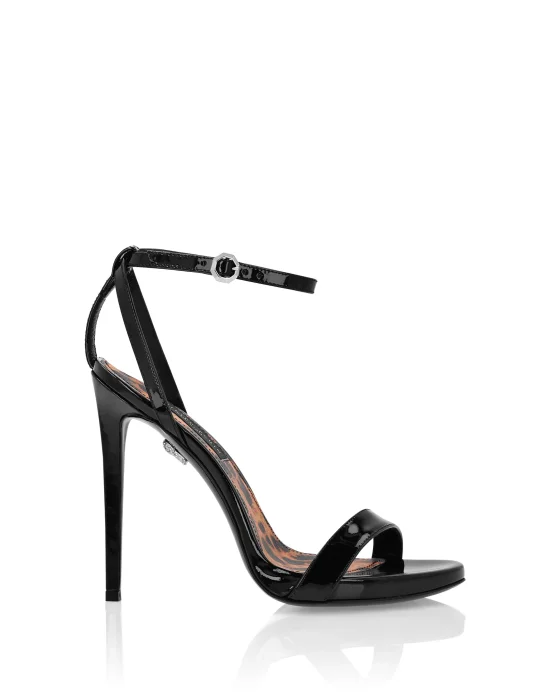 Patent Leather Sandals High Heels Leopard
