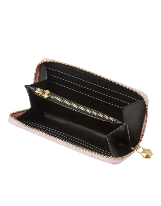 Croco Embossed Round Zip Wallet