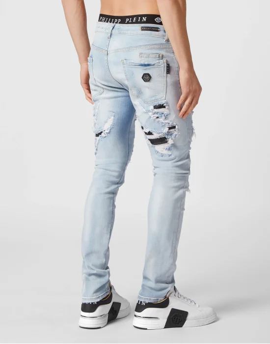 Denim Trousers Super Straight Cut Destroyed