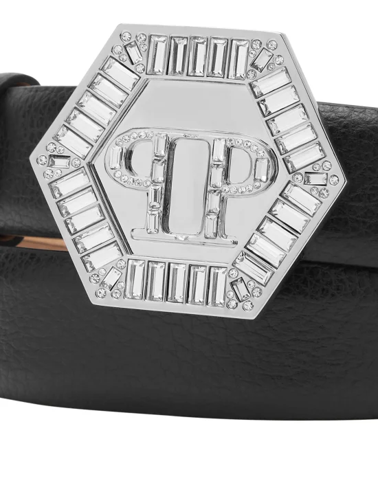 Leather Glitter Belt Hexagon