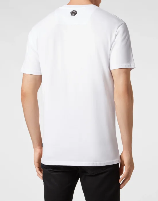 Embroidered T-shirt Round Neck SS with Crystals Gothic Banner