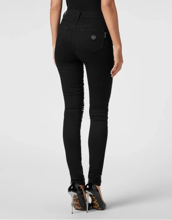 High Waist Jeggings Crystal Pinstripe